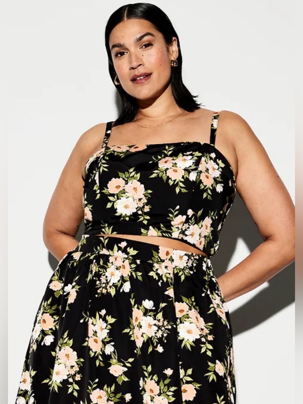 Old Navy The Occasion Floral Taffeta Midi Skirt - High Waist - Pockets - Picture 3 of 6